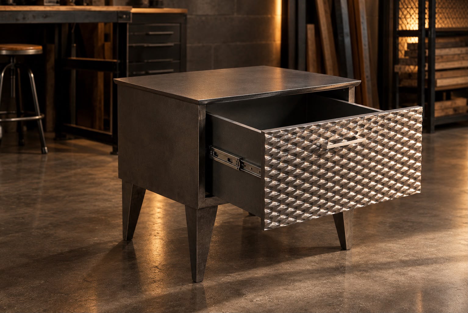 Mesa de cabeceira Tiffany em Madeira