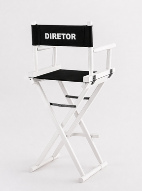 Cadeira Alta Diretor Cinema - Madeira - Dobrável - Branco – Antoniazzi