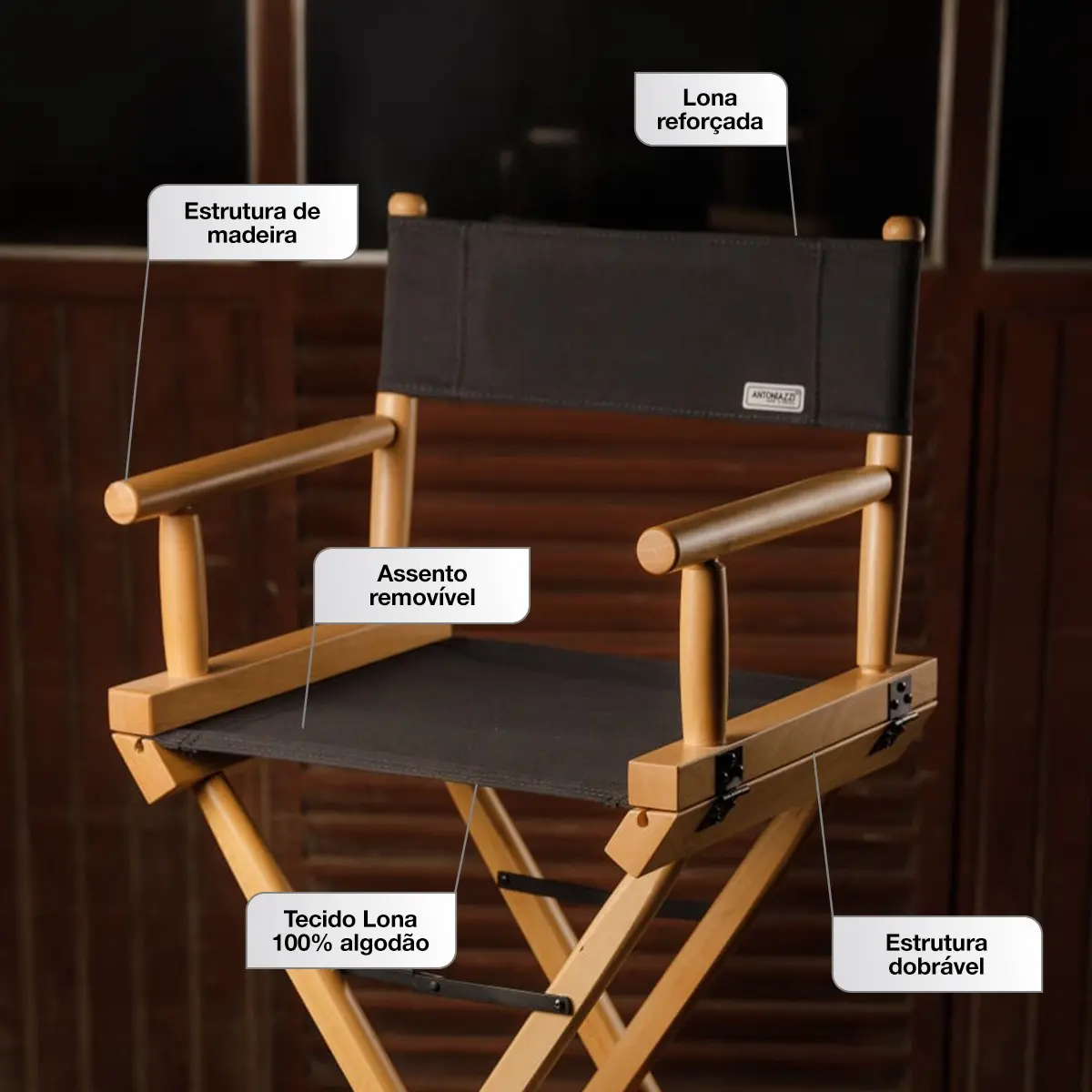 Cadeira Diretor De Cinema Madeira Tecido - Dobrável - Marfim -  Antoniazzi