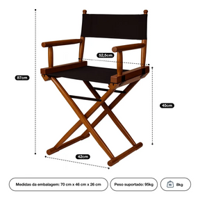 Cadeira Diretor Cinema Madeira Tecido - Dobrável - Castanho -  Antoniazzi