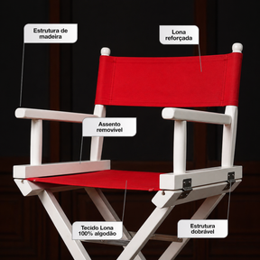 Cadeira Diretor De Cinema Madeira Tecido - Dobrável - Branco -  Antoniazzi