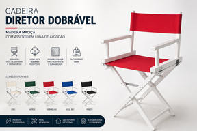 Cadeira Diretor De Cinema Madeira Tecido - Dobrável - Branco -  Antoniazzi