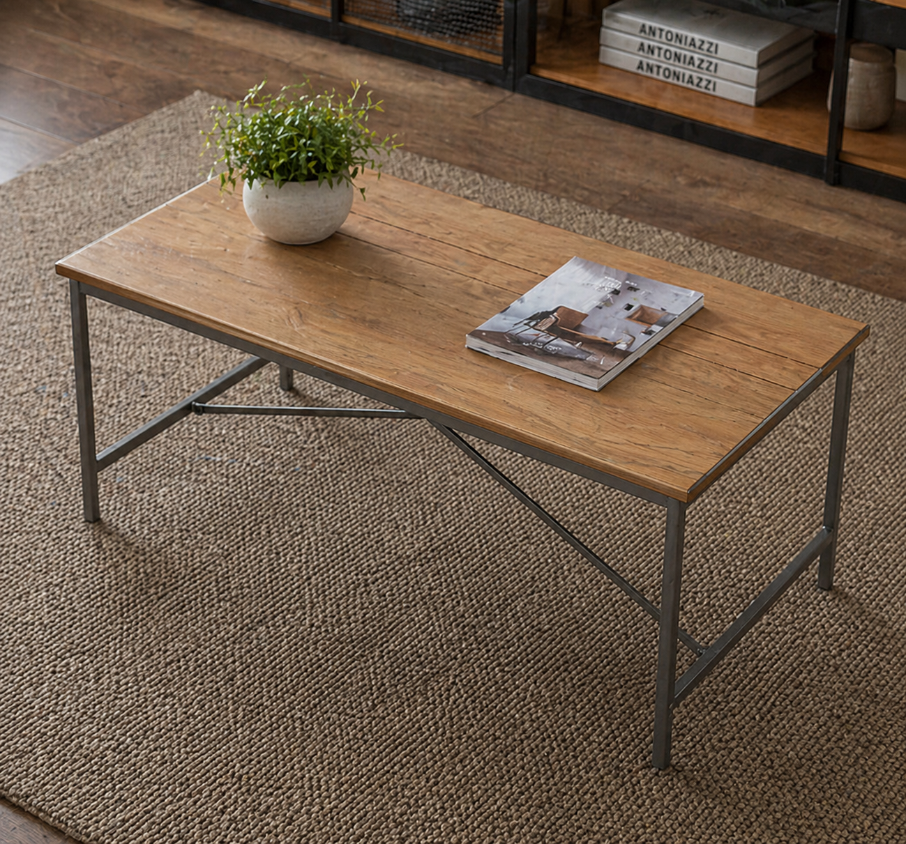 Mesa de Centro Retangular Estilo Industrial - Antoniazzi